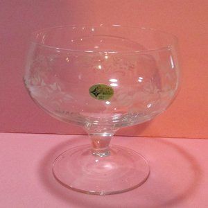 vtg clear etched glass candy dish European Collection made in Turkey grandmacore